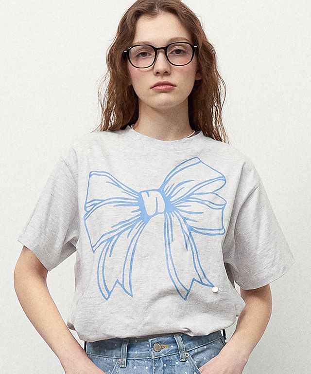 [RONRON]BIG RIBBON T-SHIRT/リボン Tシャツ 楽天市場】ロンロン RONRON Tシャツ BIG RIBBON LINE T SHIRT