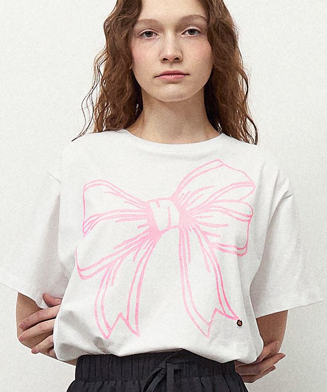 Tシャツ・カットソー RONRON BIG RIBBON LINE T SHIRT ☆関税込☆RONRON☆BIG RIBBON LINE T SHIRT☆Tシャツ☆ (RONRON