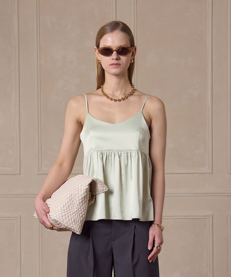 Satin bustier sleeveless top Mint