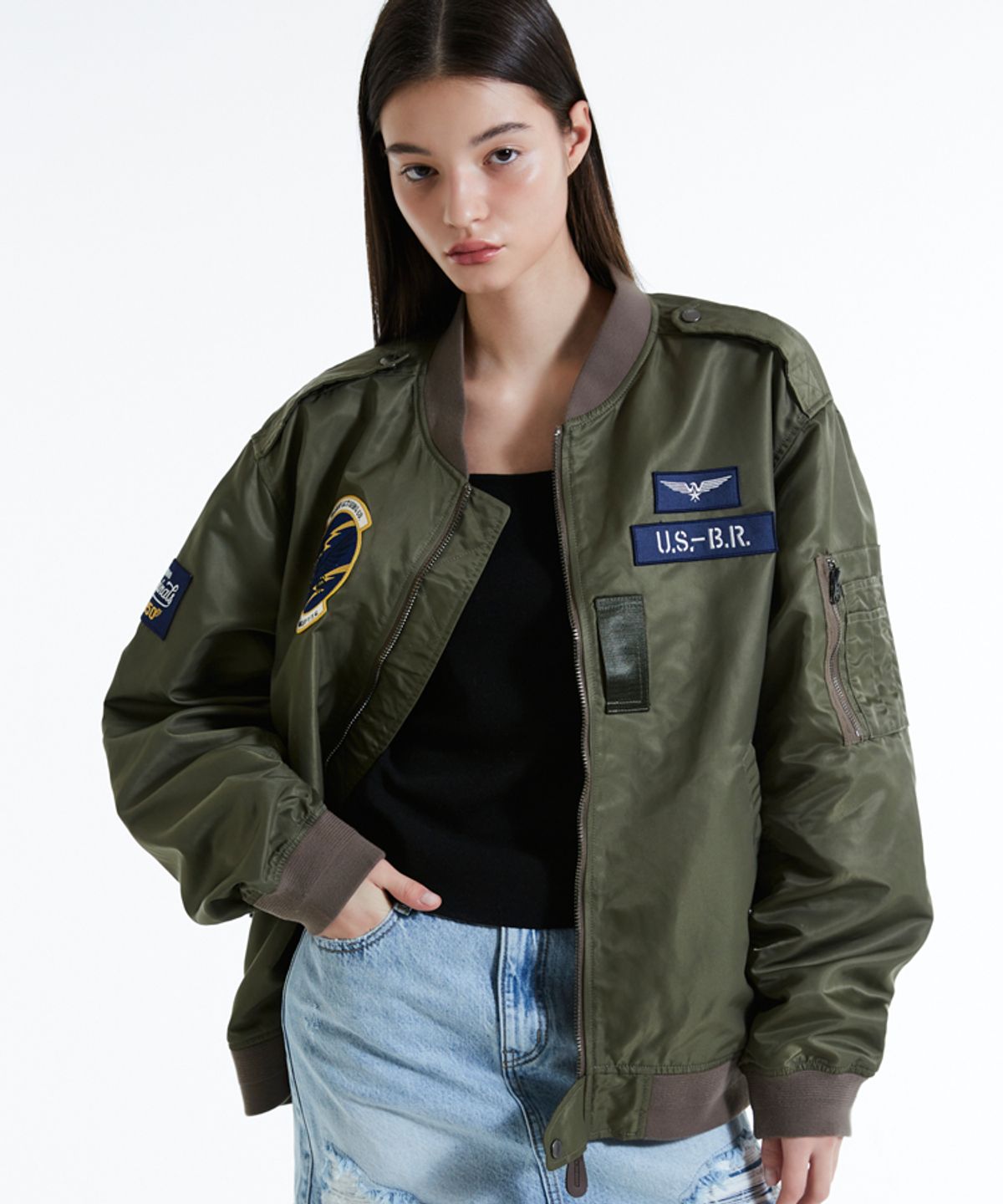 버커루(BUCKAROO) 나일론 와펜 항공 JP 카키