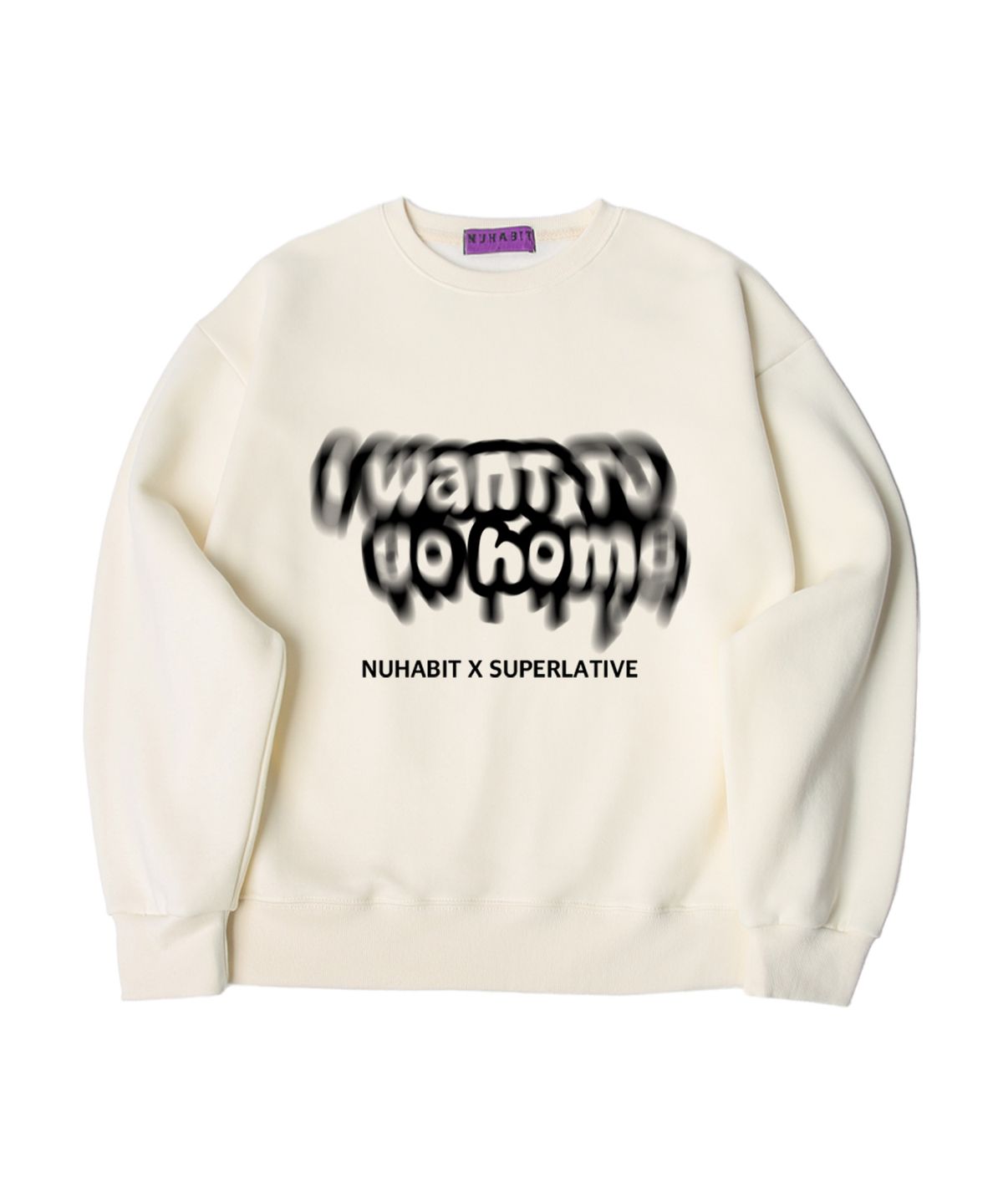 뉴해빗(NUHABIT) N/H I WANT TO GO HOME 오버핏 기모 맨투맨_아이보리 (GOM4-4NH036)