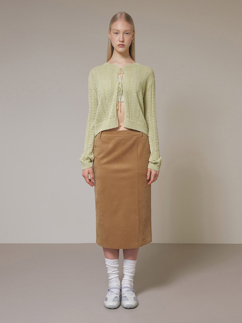 ★RAIVE★ Suede One Pocket Middle Skirt in Camel VW4SS12292 MUSINSA | RAIVE Suede One Pocket Middle Skirt in Camel