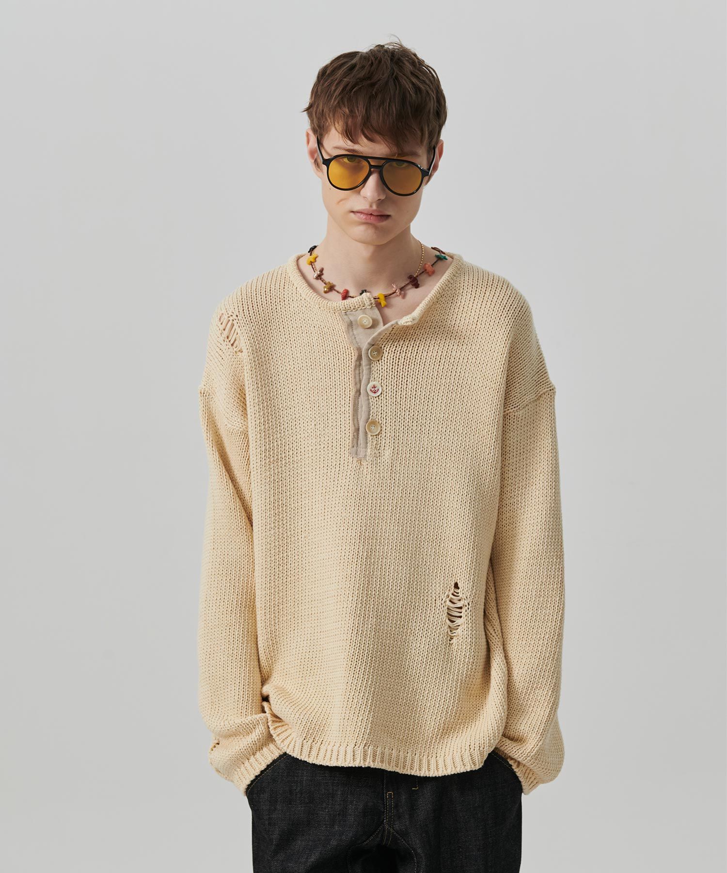 Damage Retro Oversize Drop-Shoulder Chic Knit – ARCANA ARCHIVE