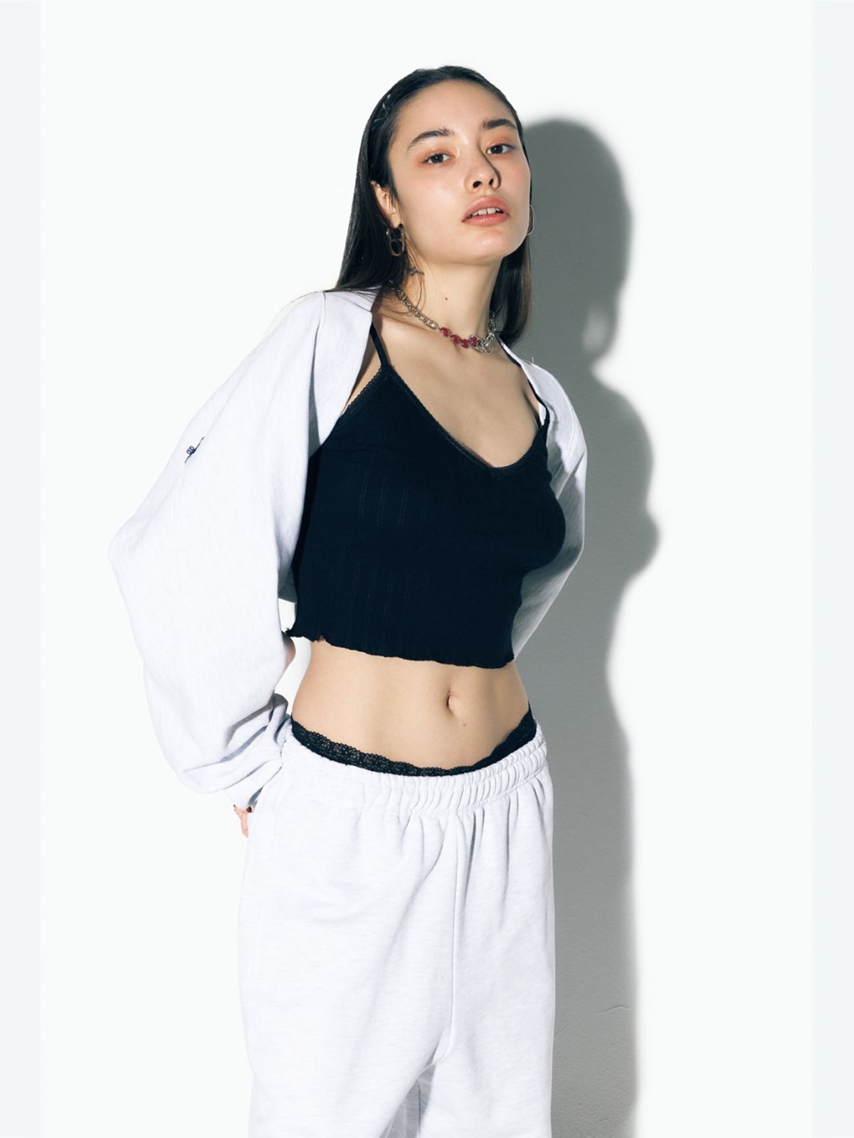 에즈이프 캘리(ASIF CALIE) RIBBON JOGGER PANTS WHITEMELANGE