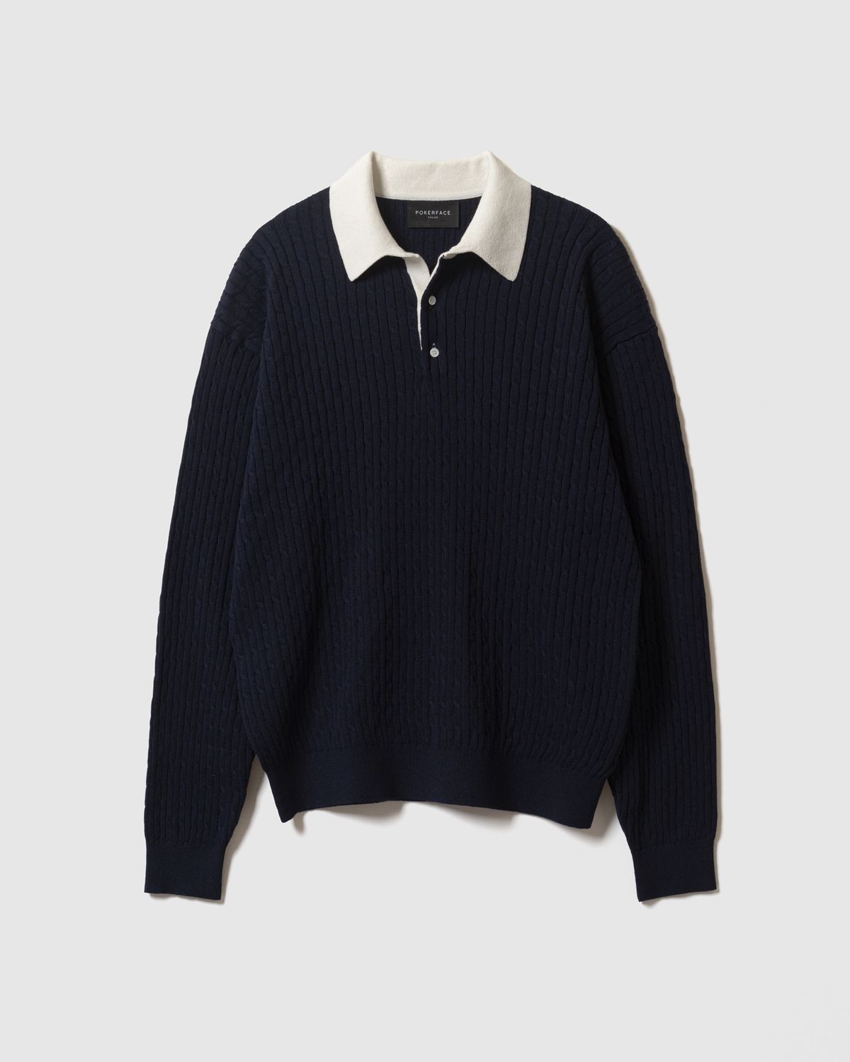 포커페이스(POKERFACE) CABLE RUGBY KNIT NAVY