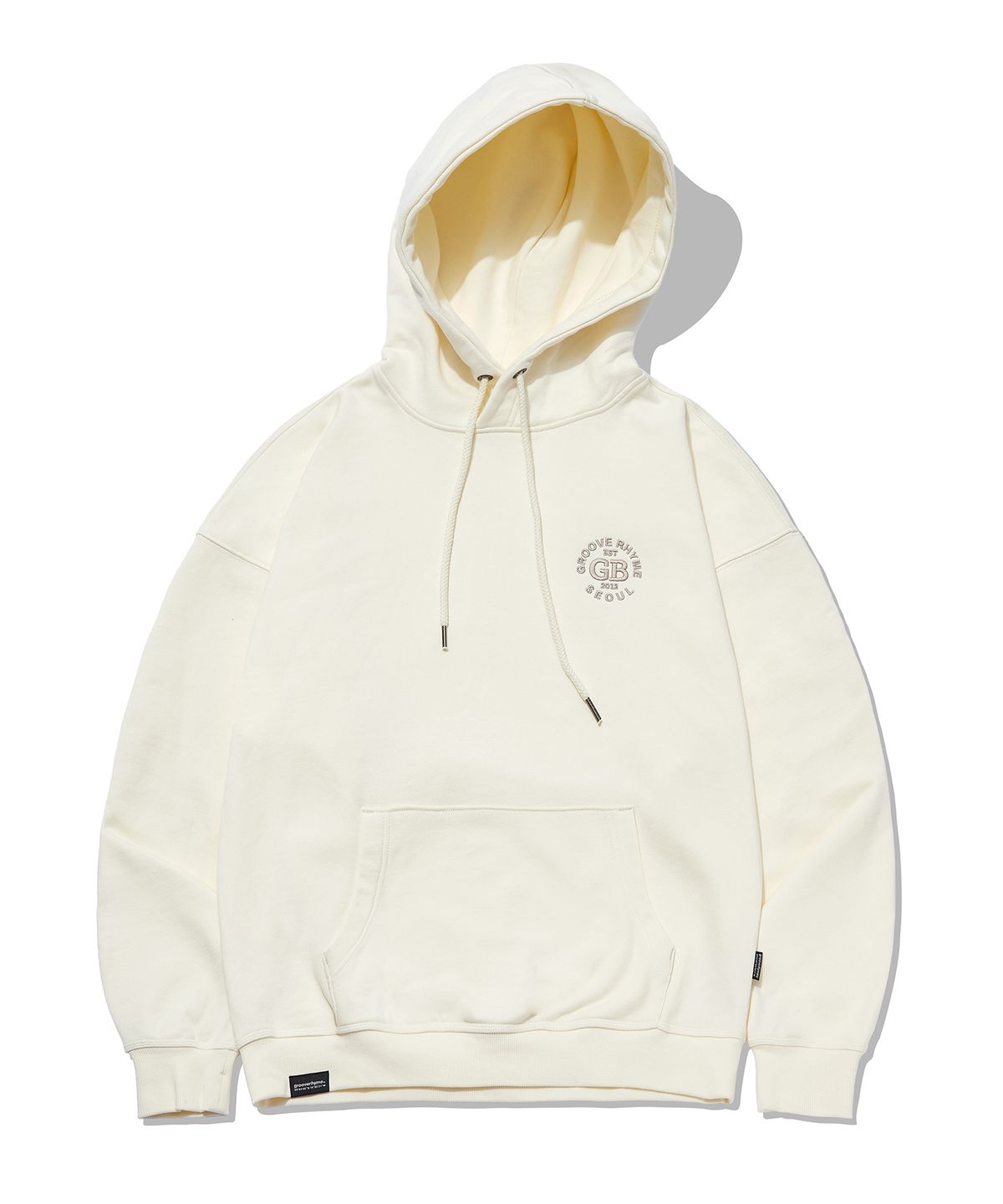 그루브라임(GROOVE RHYME) CIRCLE EMB LOGO  HOOD T-SHIRTS (IVORY)[LRSSCTH702M]