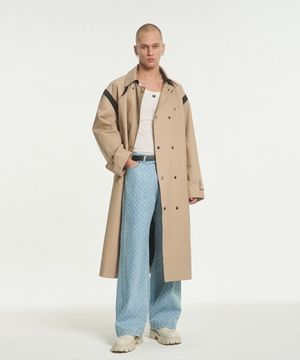 TWILL PANELED TRENCH COAT [BEIGE]