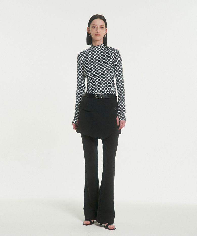 PANELED SLIM TROUSERS [BLACK]