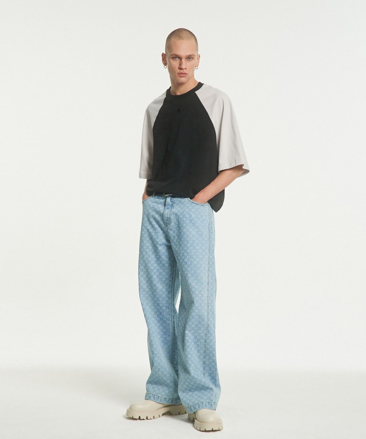 메아(MEA) LOGO ALL-OVER DENIM PANTS [BLUE]