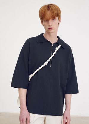 Elastic viscos half zipup pullover_Graphite