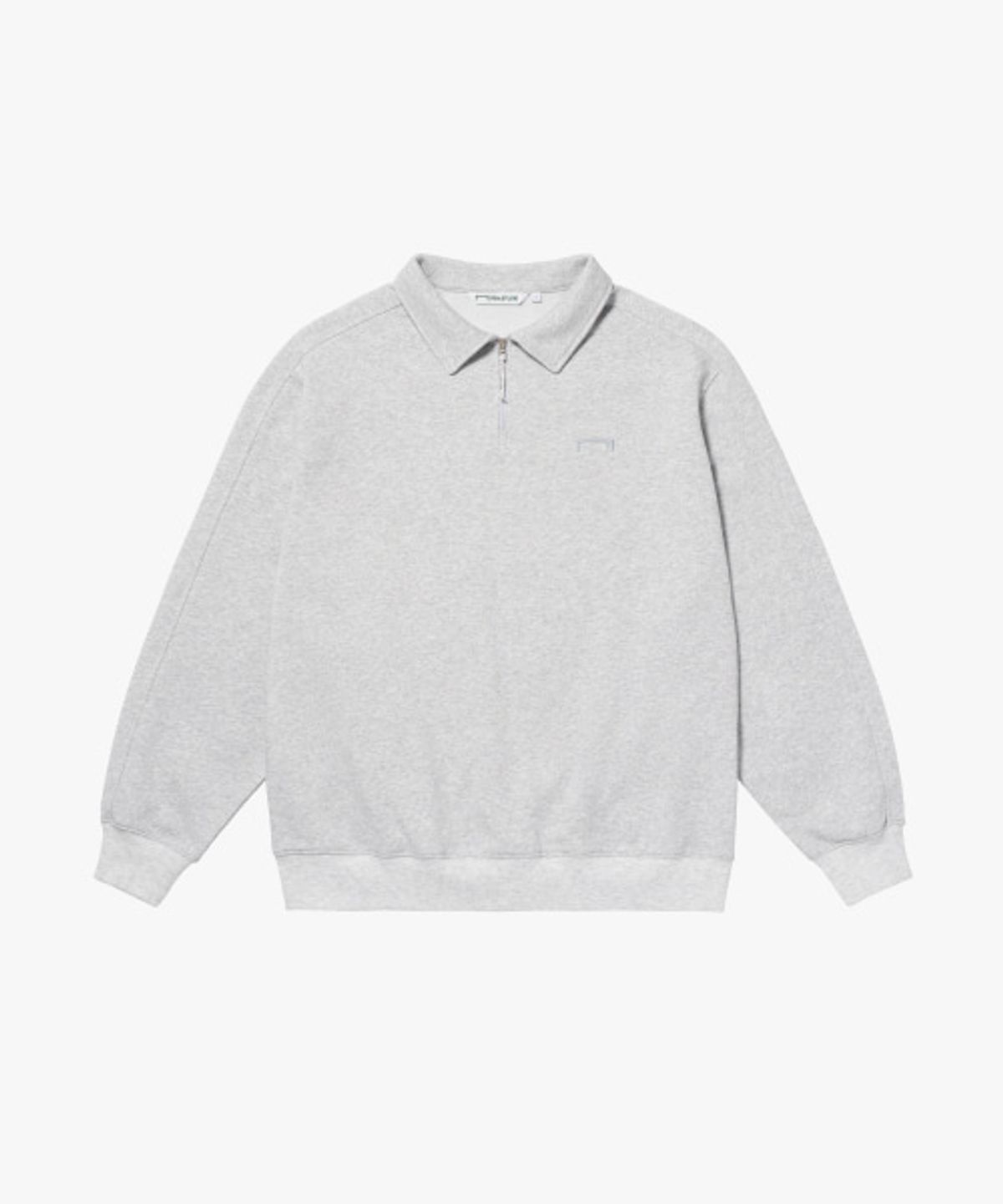골스튜디오(GOALSTUDIO) LETTERING LOGO QUARTER ZIP-UP-MELANGE GREY