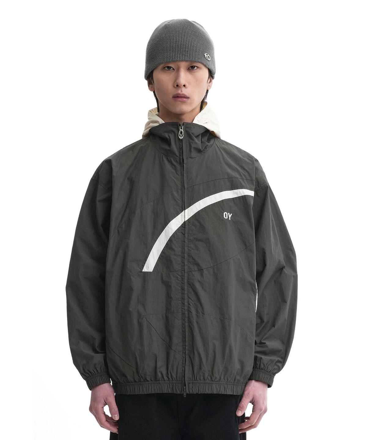 오픈야드(오와이)(OPENYARD(OY)) LAYERED HOODIE JACKET-DARK GREY