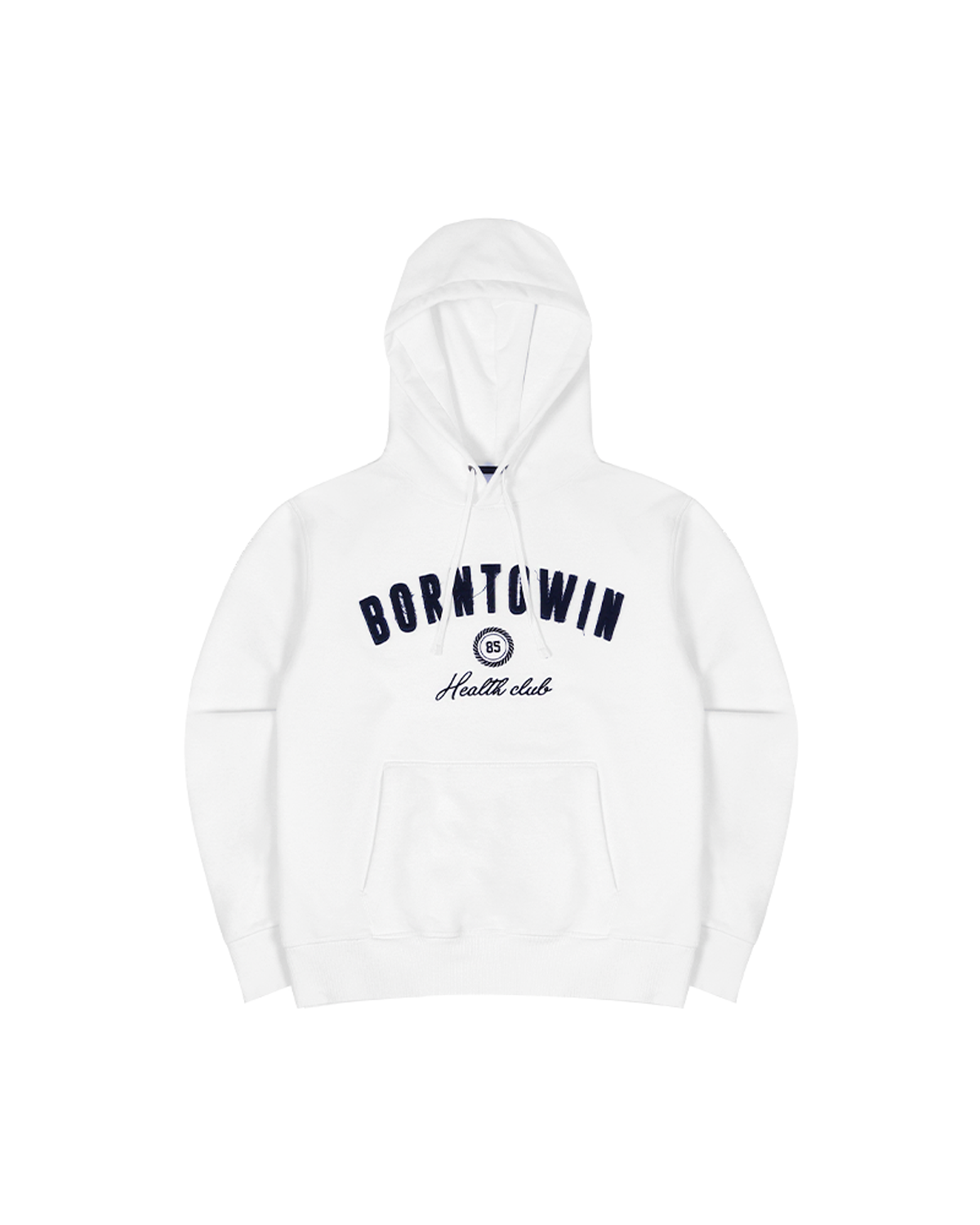 본투윈(BORN TO WIN) BORNTOWIN PATCH MUSCLE FIT HOODIE [WHITE]
