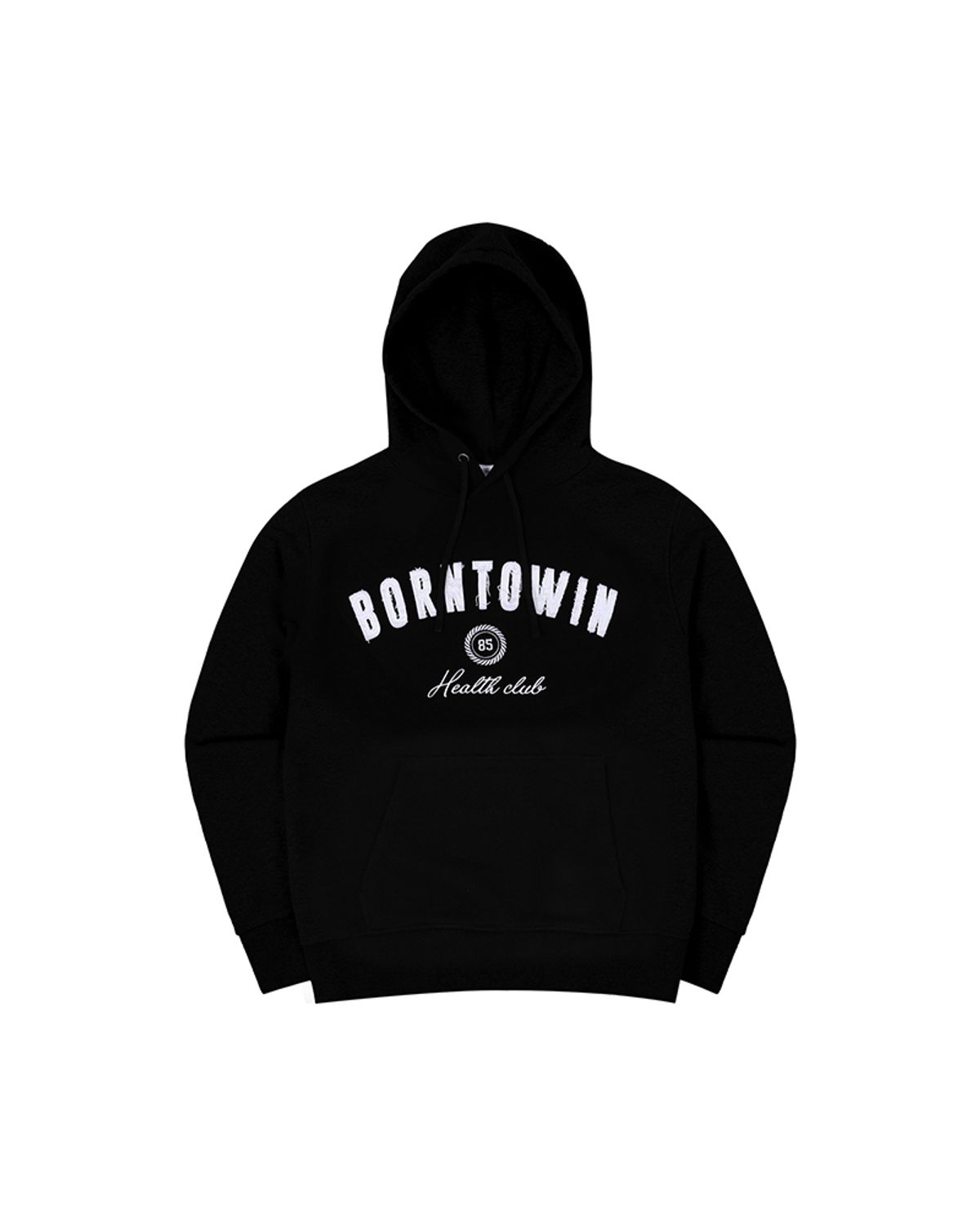 본투윈(BORN TO WIN) BORNTOWIN PATCH MUSCLE FIT HOODIE [BLACK]
