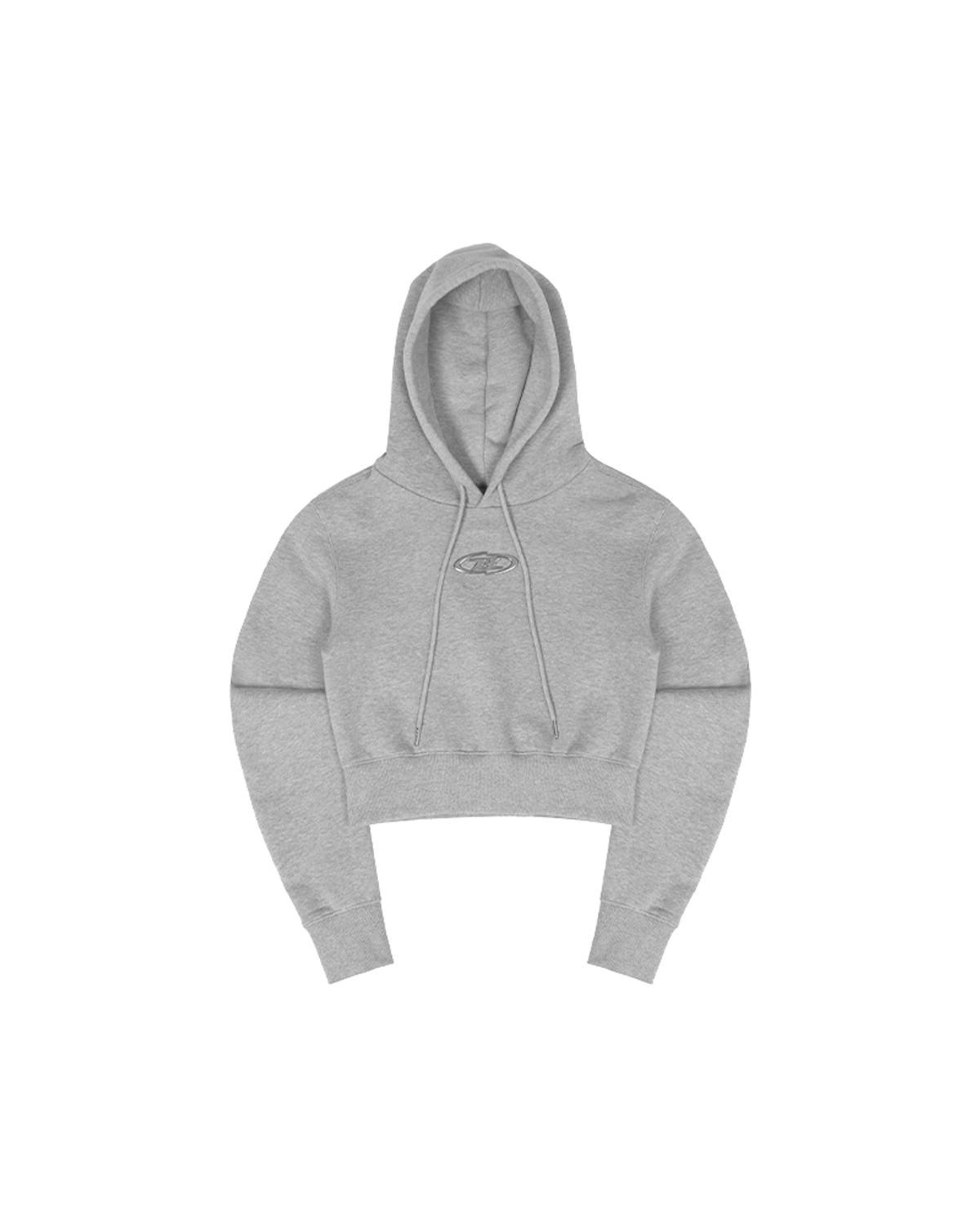 본투윈(BORN TO WIN) BIG CHROME B LOGO CROP HOODIE [MELANGE GREY]