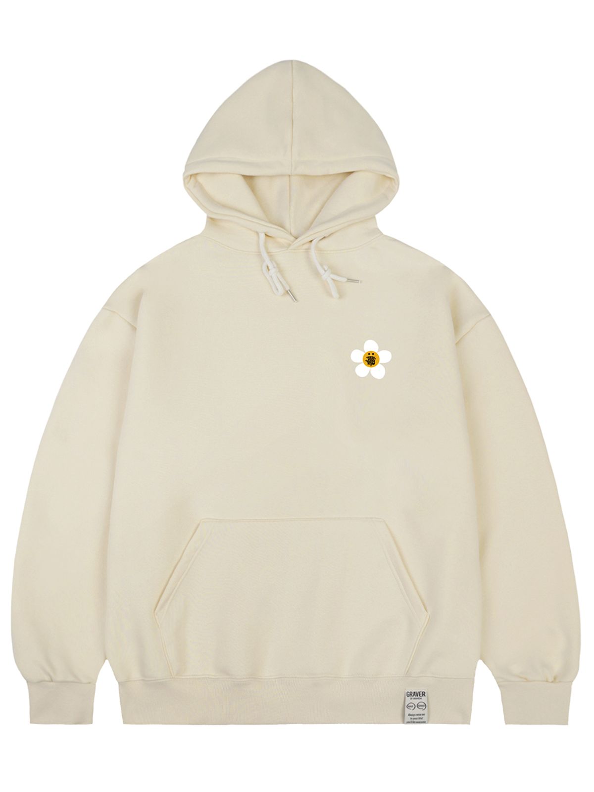 그레이버(GRAVER) [UNISEX]TYL 스몰 플라워 도트 스마일 후드티_크림