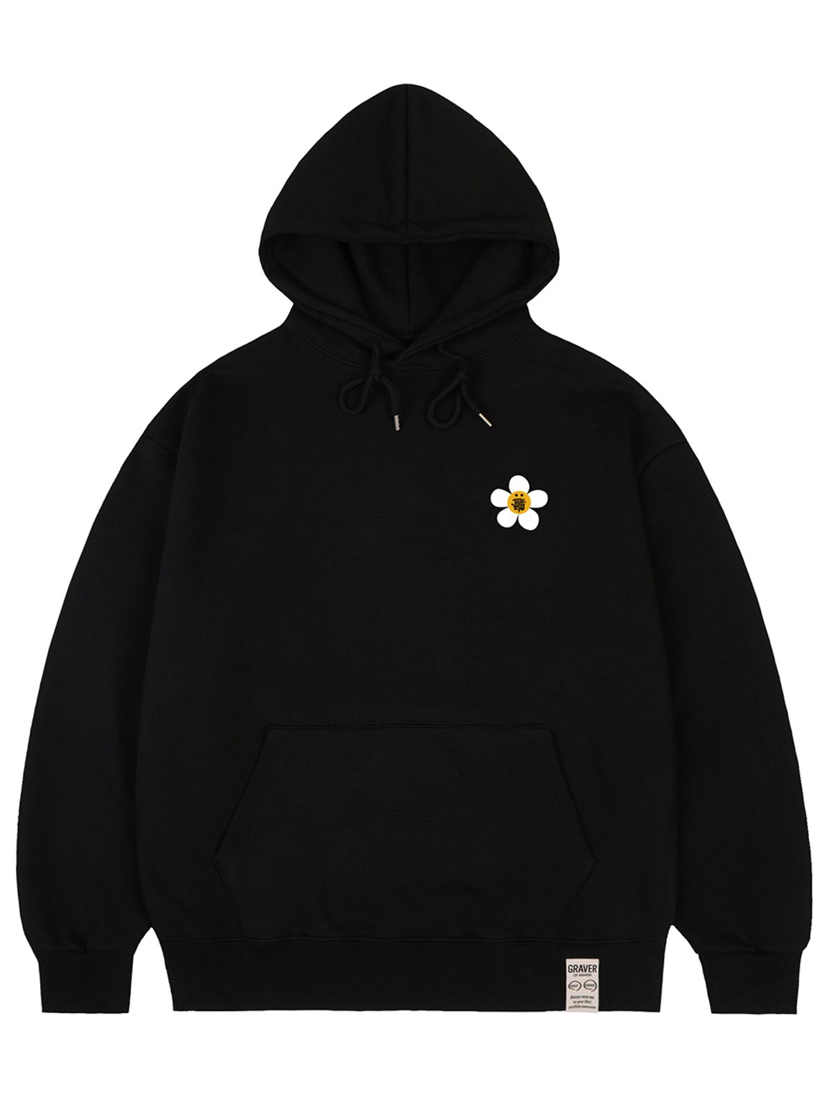 그레이버(GRAVER) [UNISEX]TYL 스몰 플라워 도트 스마일 후드티_블랙
