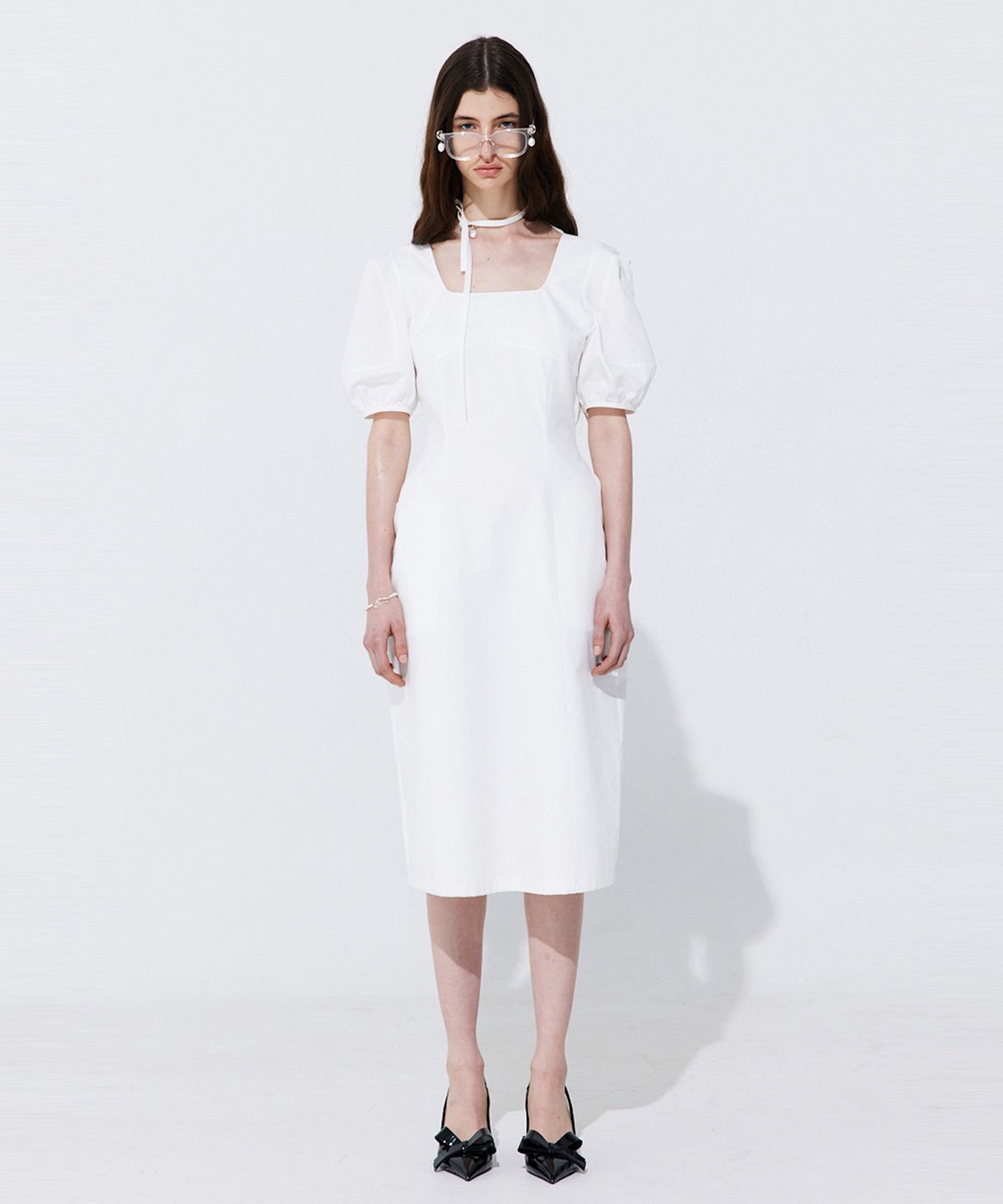 분더캄머(WNDERKAMMER) Pearl Balloon Line Dress_White (펄 벌룬 라인 드레스_화이트)