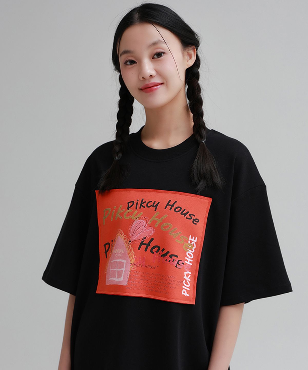 뮤니 프로젝트(MMUNI PROJECT) Picky House  3겹 덧댐 그래픽 오가닉 반팔티