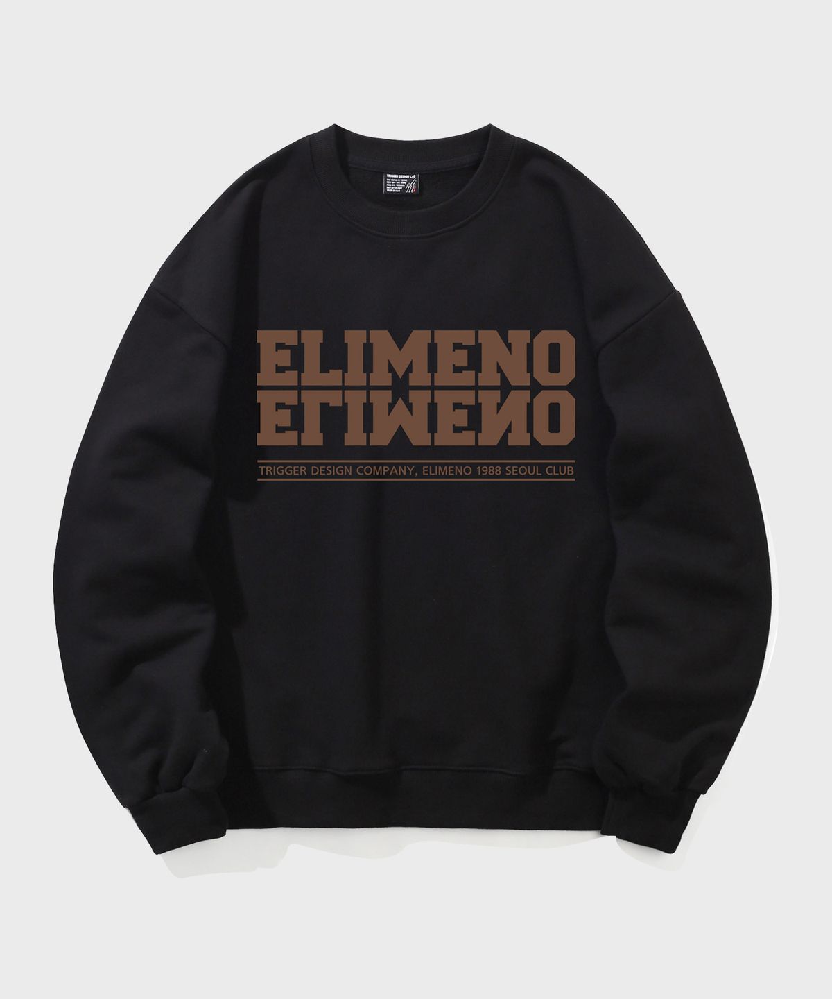 엘리메노(ELIMENO) EL 서울클럽 오버핏 맨투맨 티셔츠 블랙(브라운)