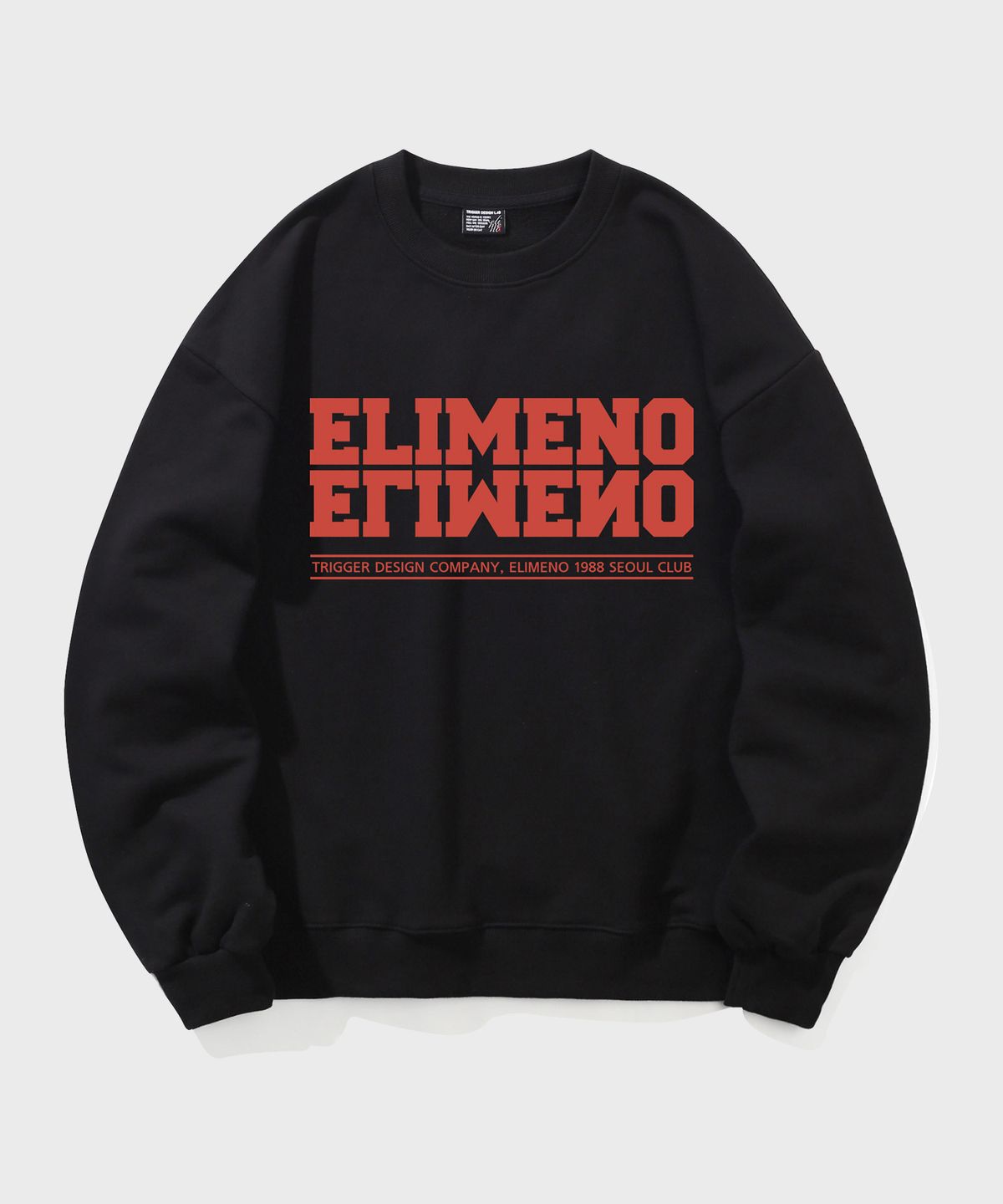 엘리메노(ELIMENO) EL 서울클럽 오버핏 맨투맨 티셔츠 블랙(오렌지)
