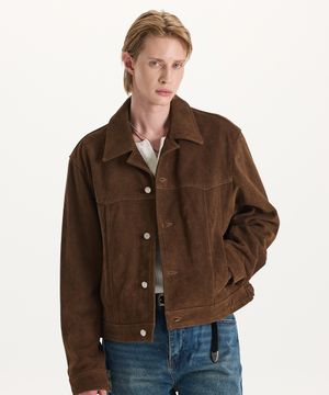 [리얼 레더] 카우 스웨이드 트러커 자켓 (브라운)