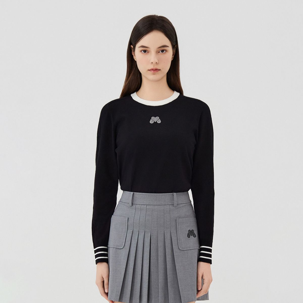 마틴골프(MARTINE GOLF) Back Lettering Round Knit_Black