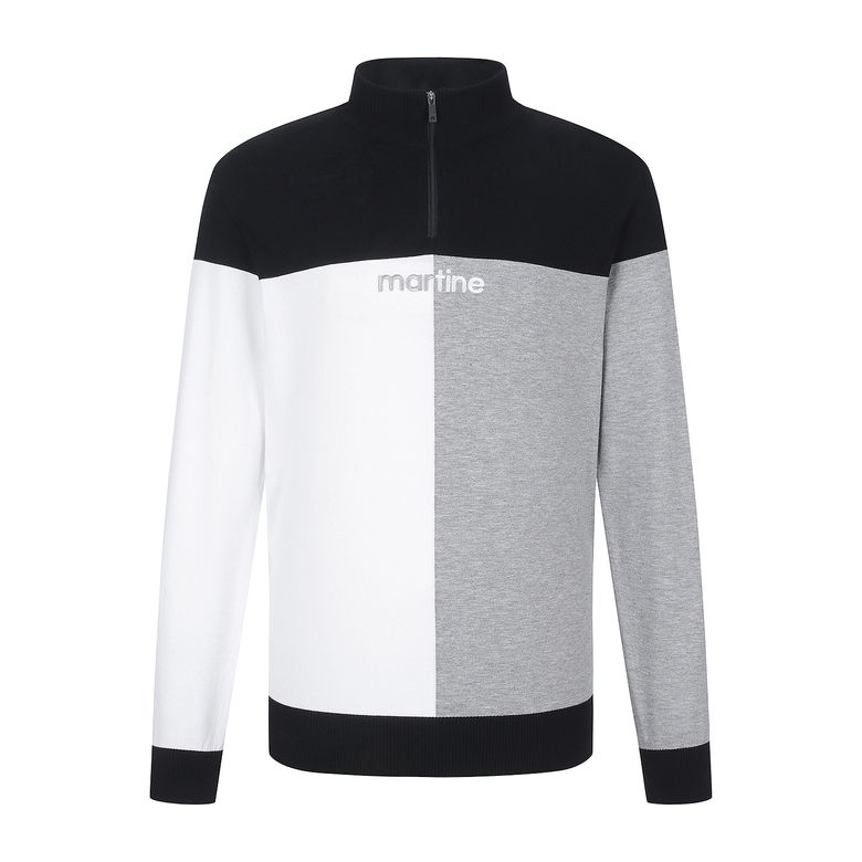 Half&Half Half Zip-up Sweater_Black (Men)