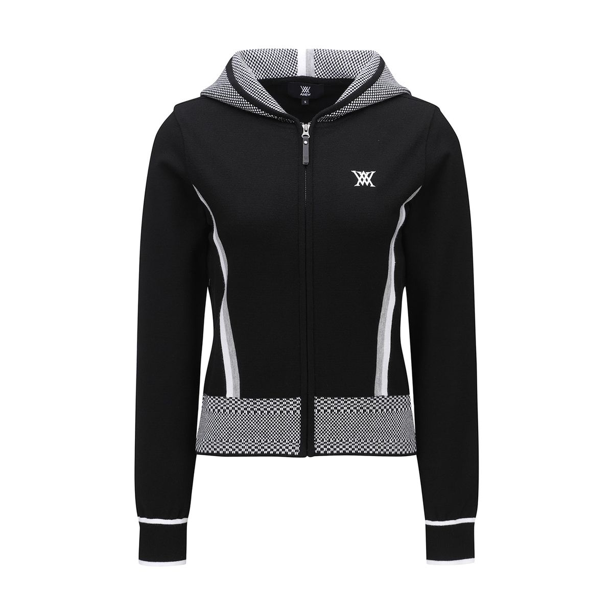 어뉴골프(ANEW GOLF) WOMEN MOSAIC POINT HODDIE CARDIGAN_BK