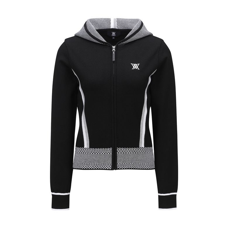 WOMEN MOSAIC POINT HODDIE CARDIGAN_BK