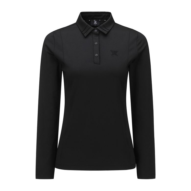 WOMEN COLLAR POINT LONG T-SHIRT_BK