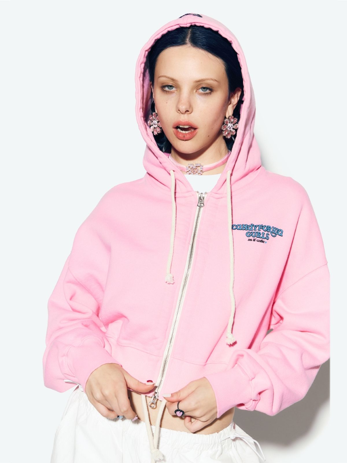 에즈이프 캘리(ASIF CALIE) CITY SHIRRING HOOD ZIPUP PINK