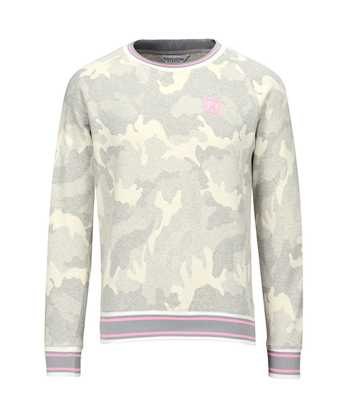 츄쿠츄(CHUCUCHU) C23S-TS018M 맨즈 캔디 카모 크루넥 (Light Gray)