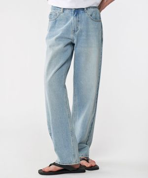 바이오 워싱 와이드 청바지 데님 팬츠 8 COLOR