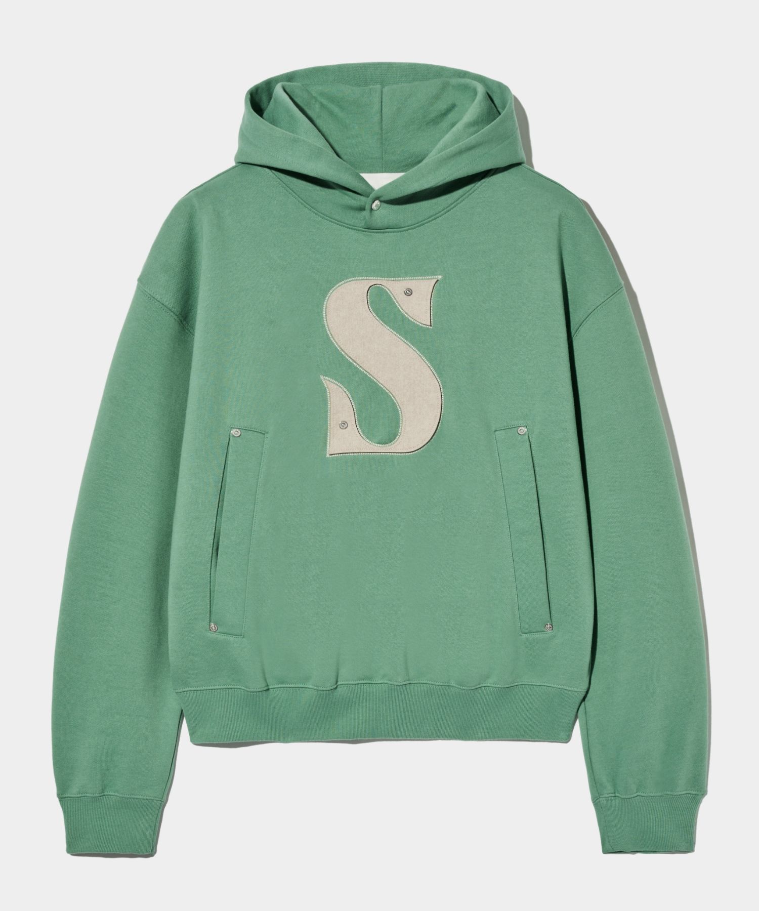 パーカー・フーディ SATUR Rivet applique pockets logo hood sage green SA241UTH04 MUSINSA | SATUR Rivet appliqué pockets logo hood sage green