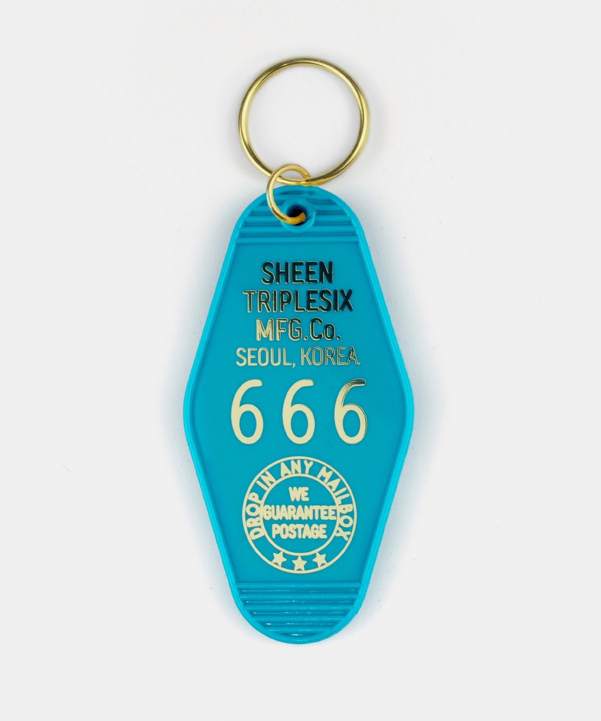 신트리플식스(SHEEN666) 룸 666 모텔 키 홀더 민트/골드