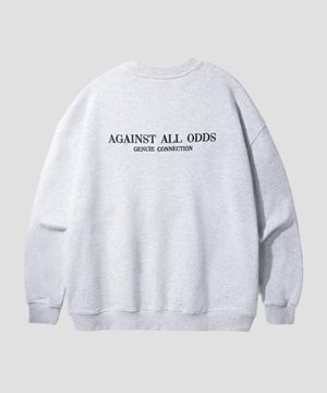 오버핏 시그니처 자수 스웨트 셔츠 [화이트 멜란지]