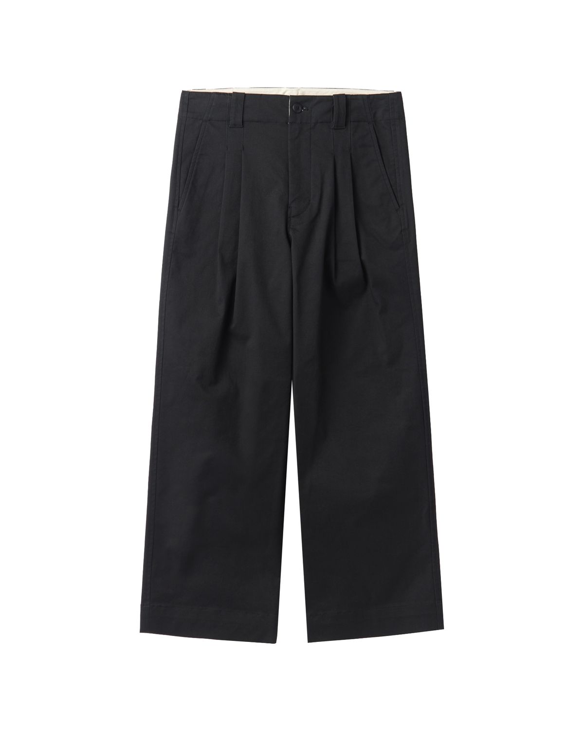 브롬톤 런던(BROMPTON LONDON) W TWO TUCK WIDE TROUSERS - BLACK (P241WPT602)