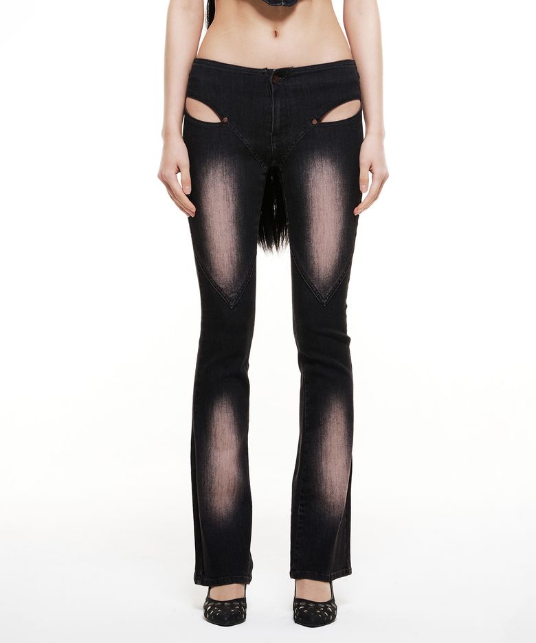 Cut-Out Flared Pants Brown/Black