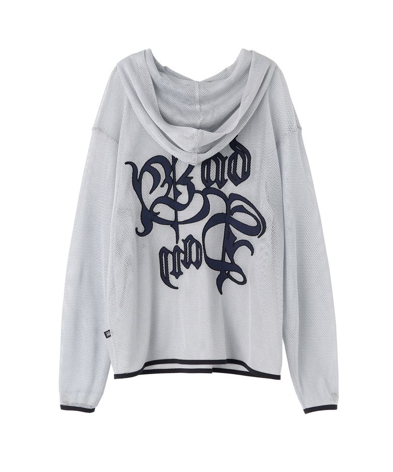Mesh Boxy Hoodie Silver
