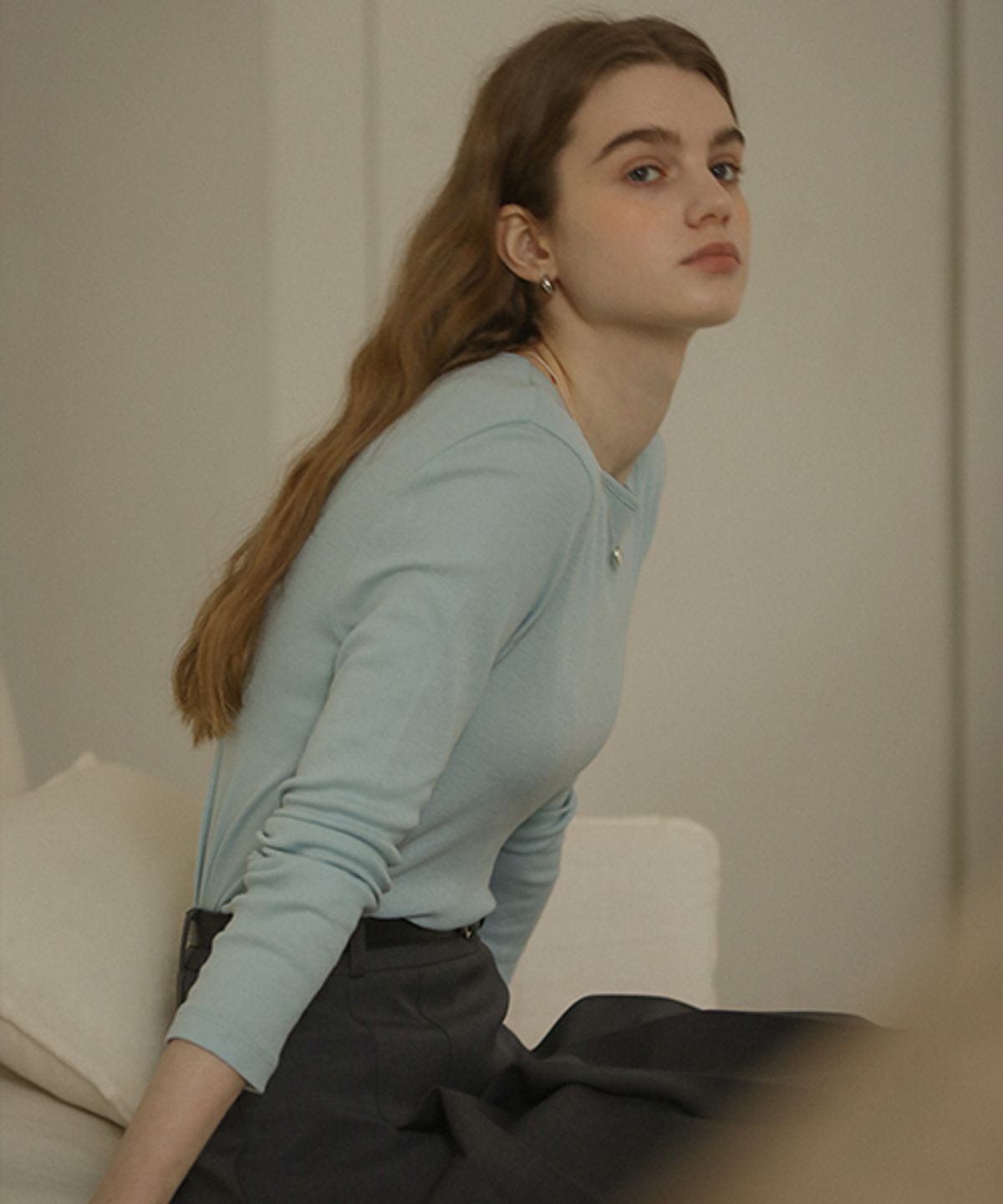 틸아이다이(TILL I DIE) Modal basic slim t-shirt_Sky blue