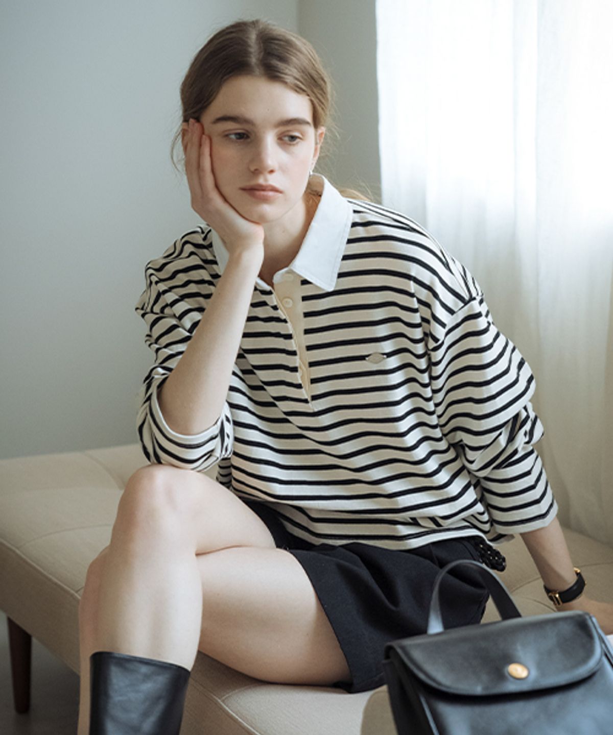 틸아이다이(TILL I DIE) Rugby stripe t-shirt_Black