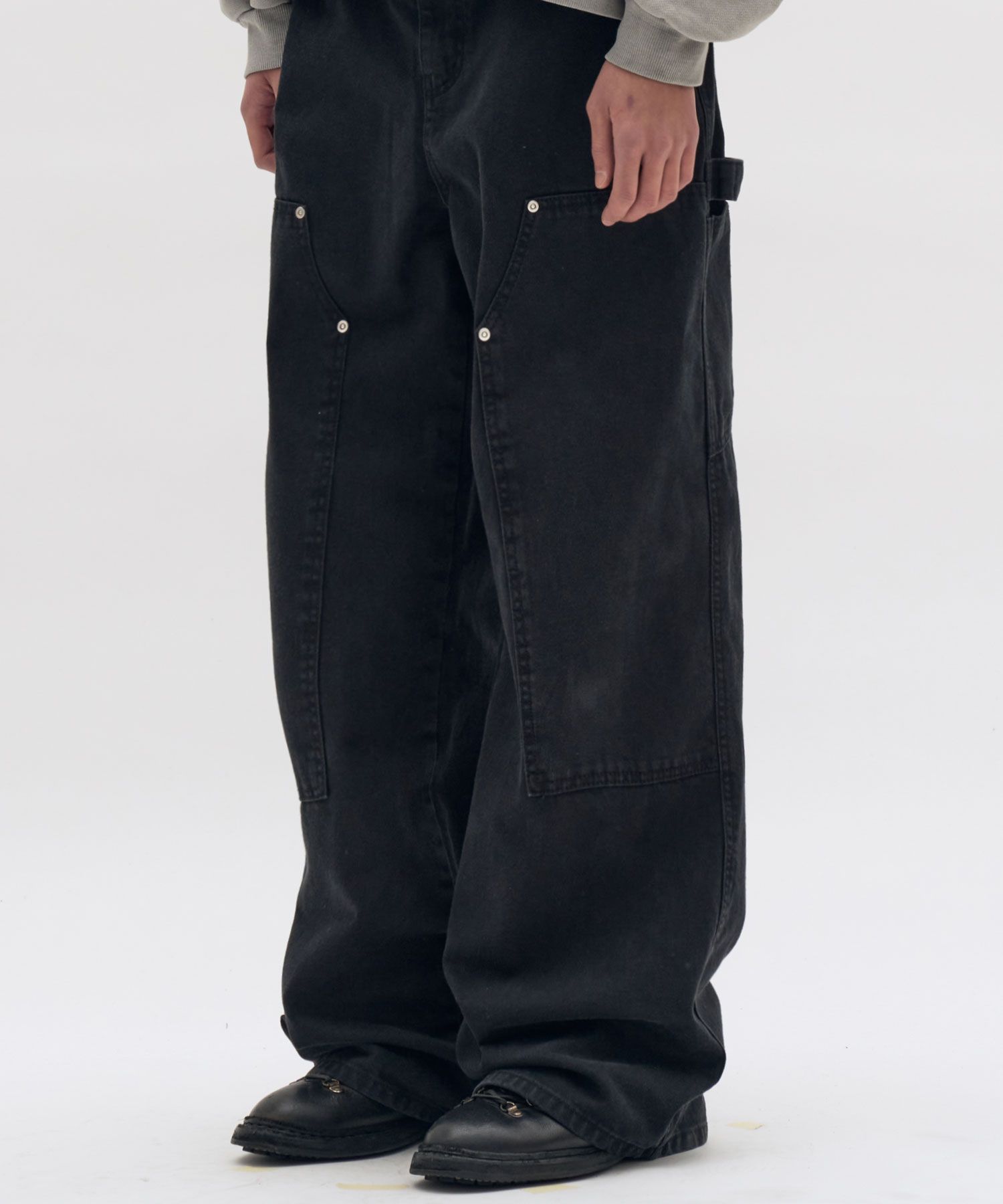 ★MUSINSA STANDARD★ Denim Wide Carpenter Pants Washed Black MUSINSA | MUSINSA STANDARD WOMAN Women's Denim Wide
