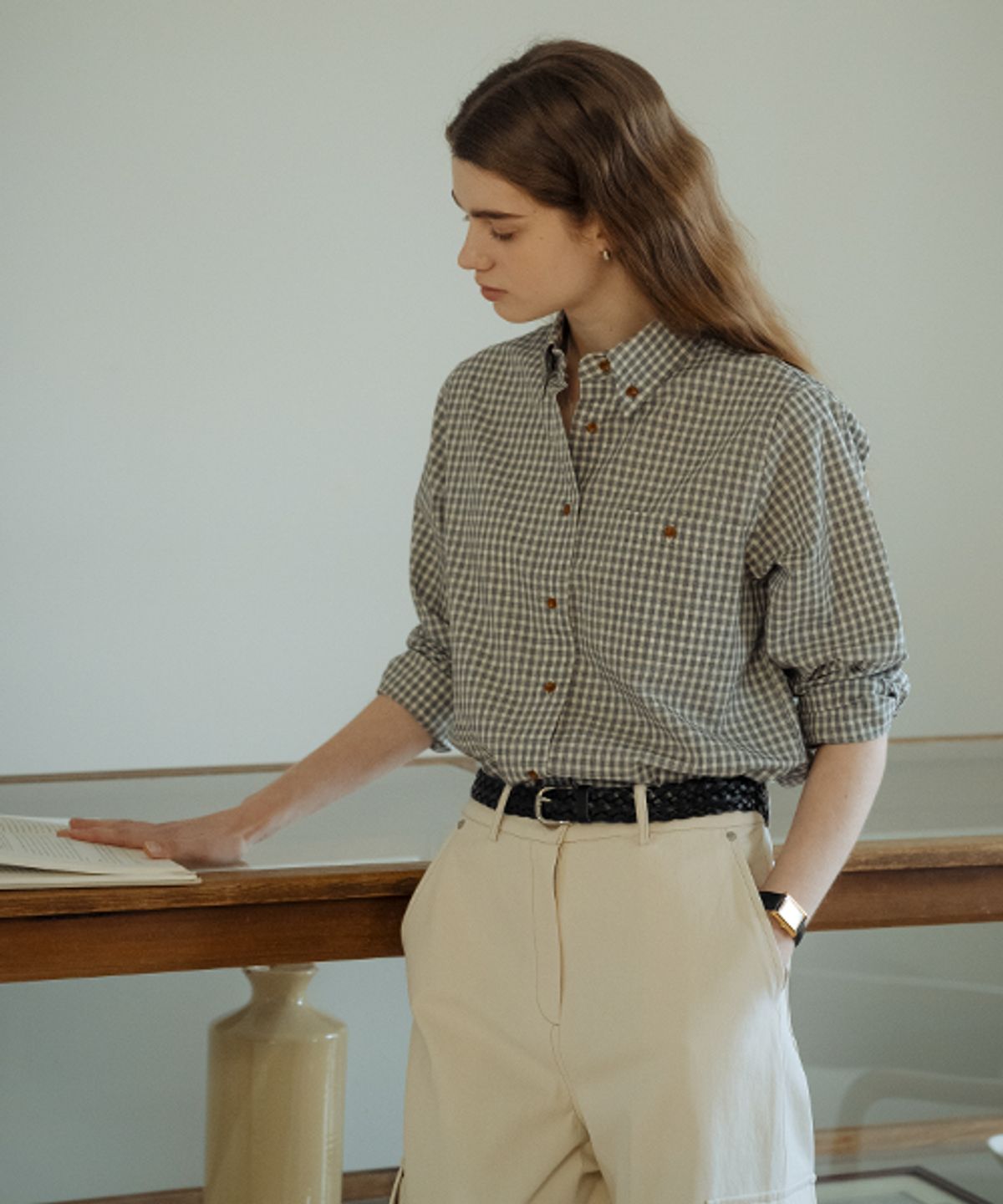 틸아이다이(TILL I DIE) Gingham check soft cotton shirt_Black