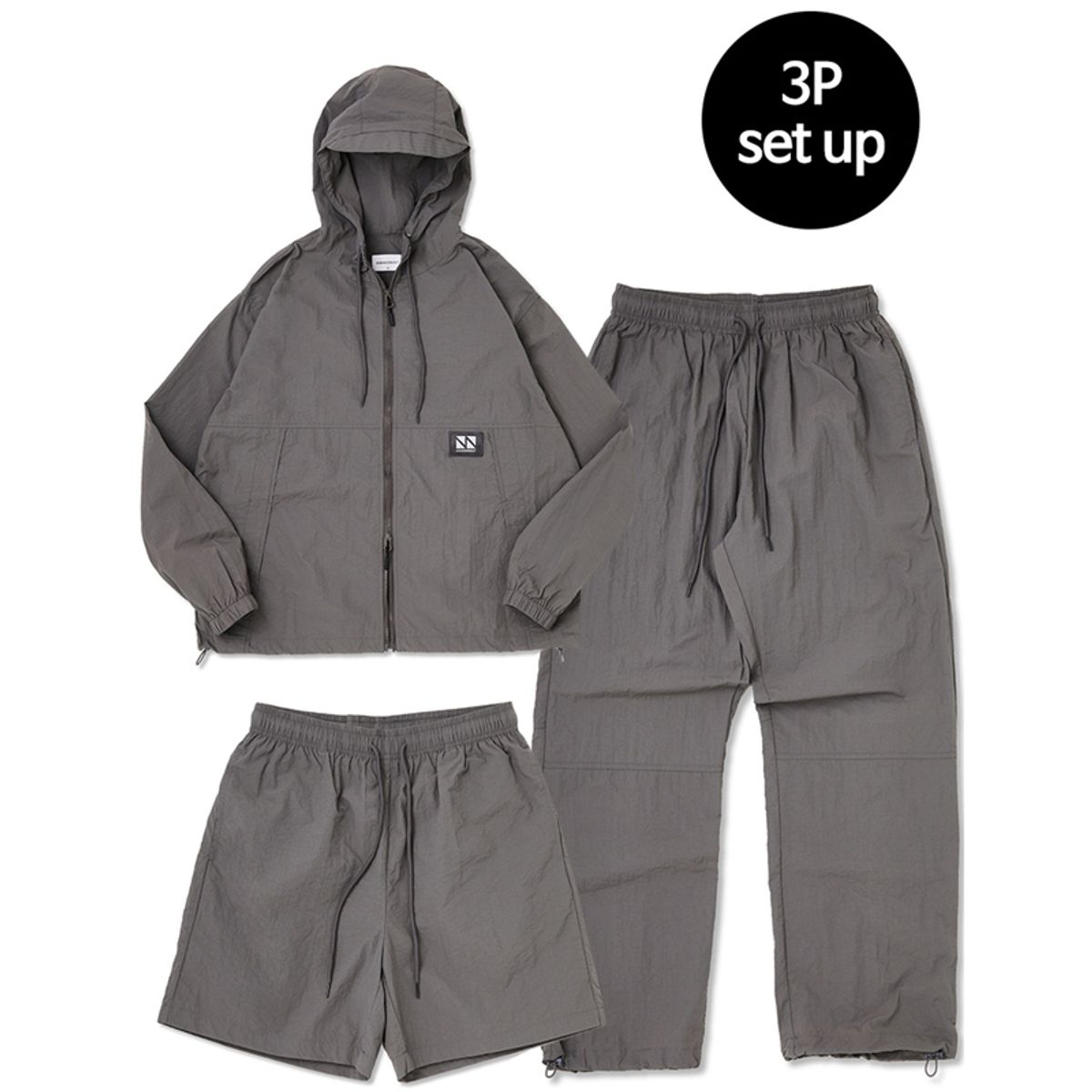 꼼소넛(COMSONNOT) Hoodie Zip Up 3-Piece Full Set Up (Charcoal) CSOs-002 [Unisex]