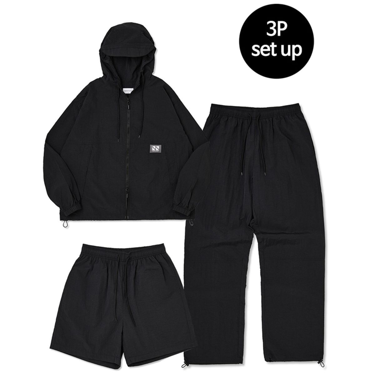 꼼소넛(COMSONNOT) Hoodie Zip Up 3-Piece Full Set Up (Black) CSOs-002 [Unisex]