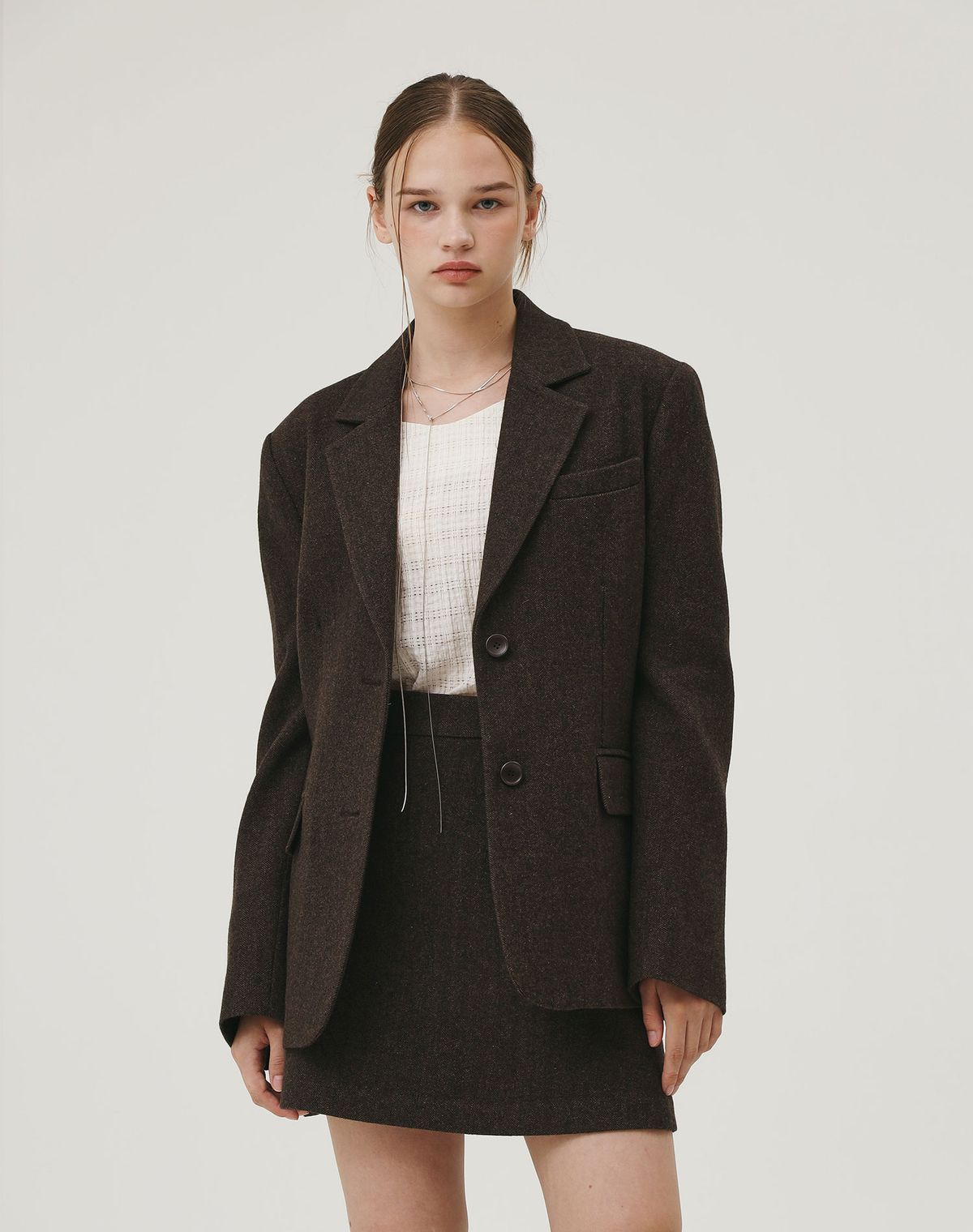 지에마르(GIEMAR) HERRINGBONE CLASSIC WOOL JACKET BROWN 13차 2월21일 주문건 부터 2월26일 출고