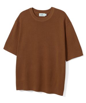 쿨 린넨라이크 크루넥 숏 슬리브 니트 브릭 COOSKT010BRICK