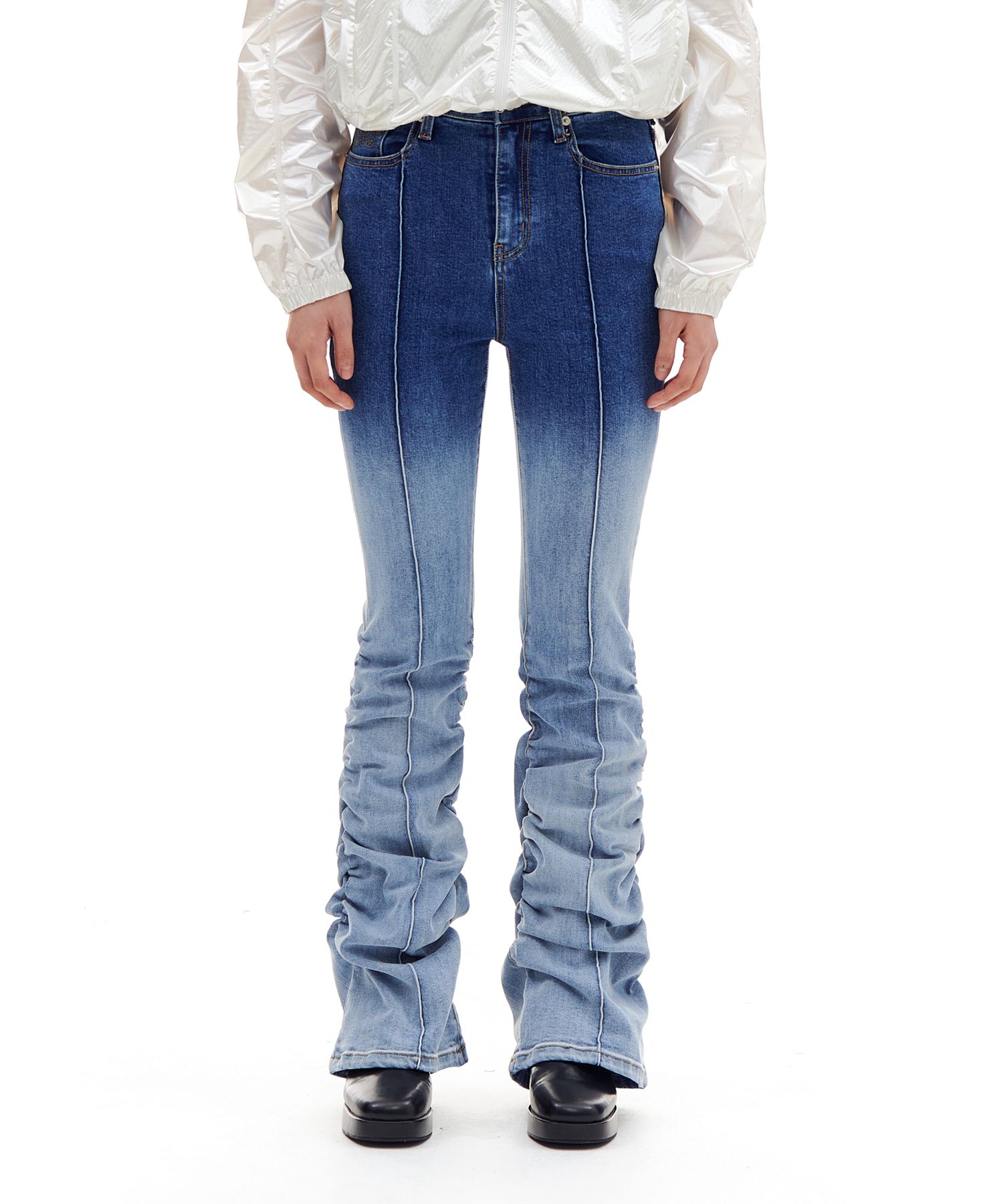 ◆ARCHIVE BOLD◆ BOOTSCUT SHIRRING DENIM PANTS BLUE AB24SPJN MUSINSA | ARCHIVE BOLD BOOTSCUT SHIRRING DENIM PANTS (BLUE)