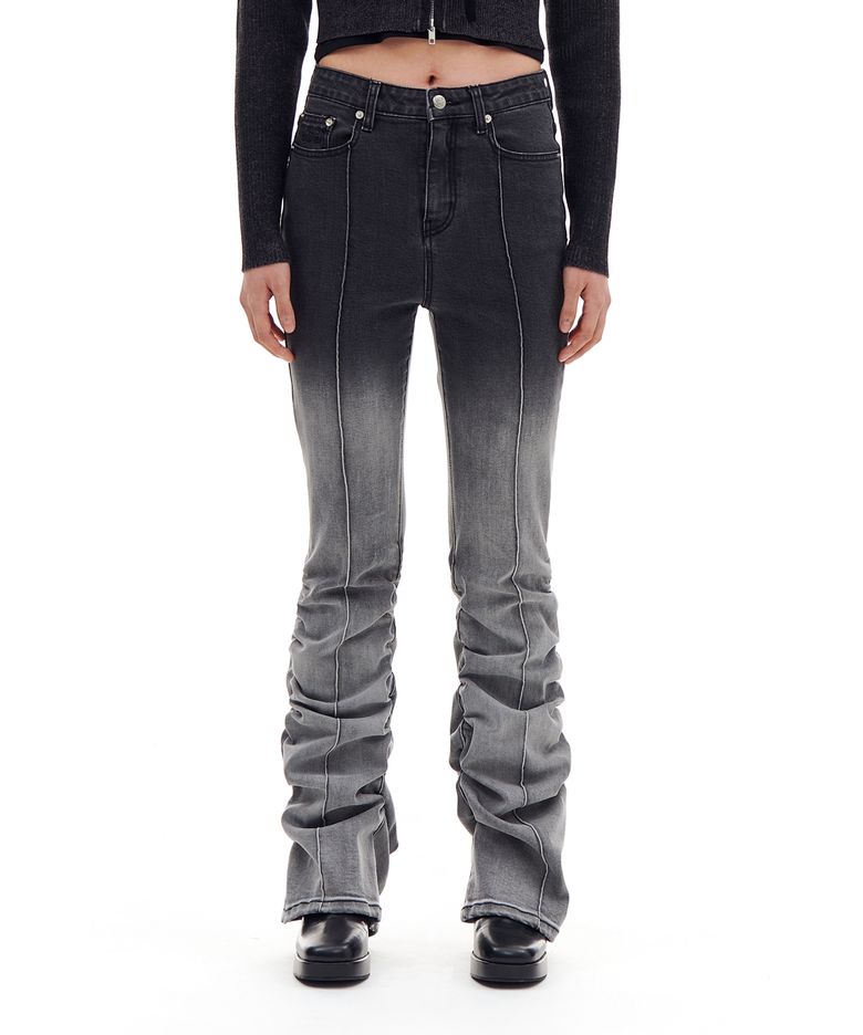 BOOTSCUT SHIRRING DENIM PANTS (BLACK)